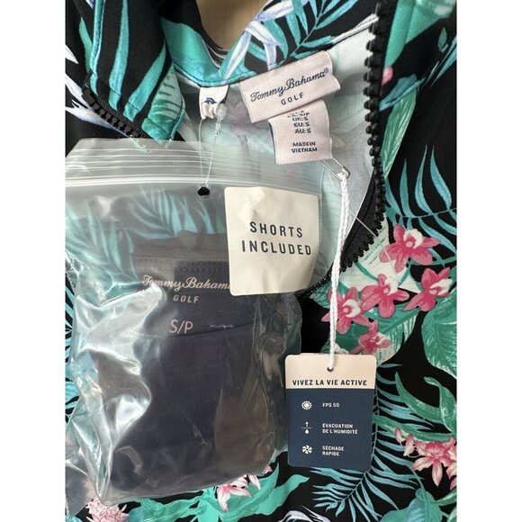 Tommy Bahama Golf Tennis Dress With Shorts Zip Neck Black Floral Print NWT Small - Picture 6 of 7